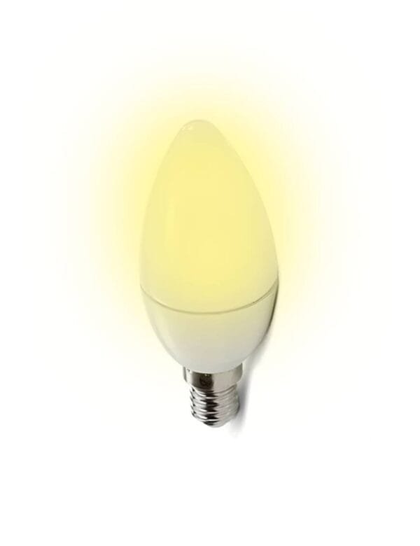 Lâmpada LED Vela 5w E14 Leitosa Sem Bico Branco Quente