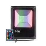 Refletor LED 20w Holofote RGB SMD Colorido Com Controle Prova d'água (3)