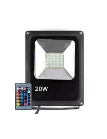 Refletor LED 20w Holofote RGB SMD Colorido Com Controle Prova d'água