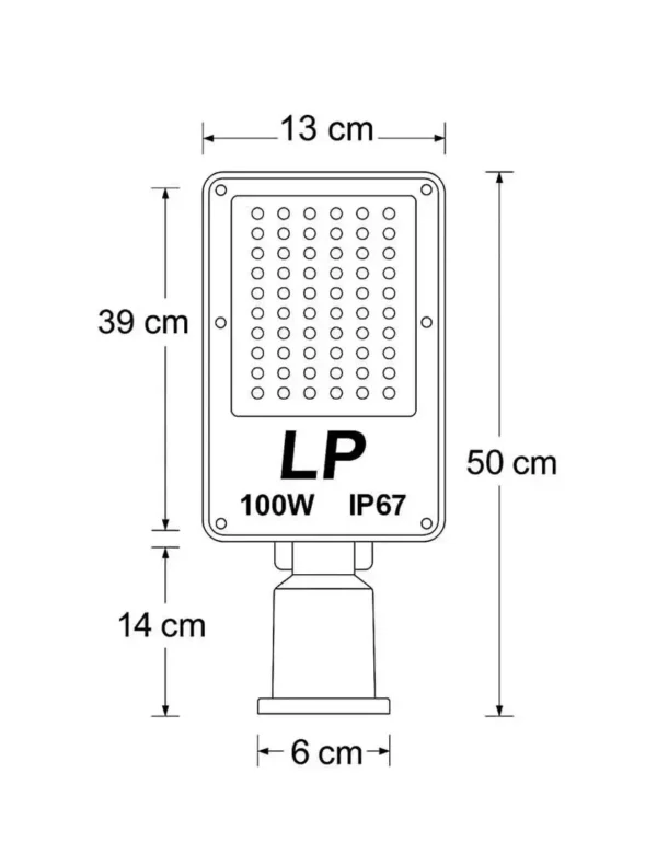 Luminária Pública LED 100W PRO medidas